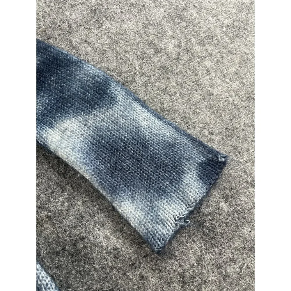 Sioni Cardigan Women Small Sweater Open Front Blue Wool Blend Tie Dye N191
